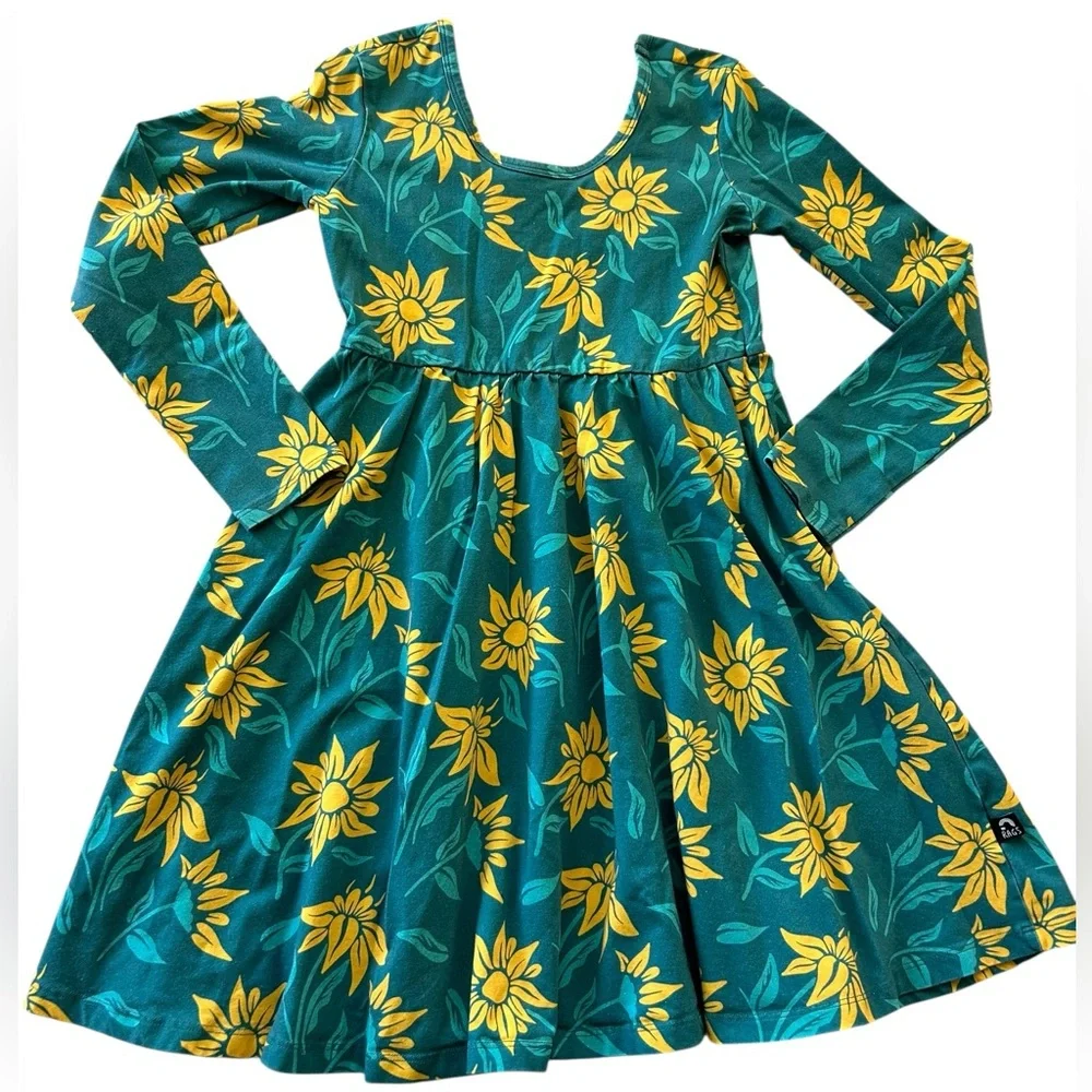 RAGS Floral Long Sleeve Girls Swing Dress & Stelle Blk swing Dress Size 7/8